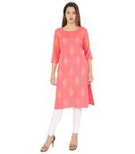 Pink printed rayon kurti