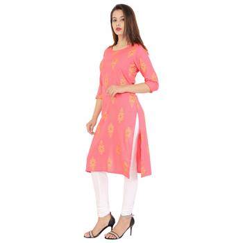 Pink printed rayon kurti 2