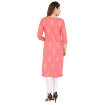 Pink printed rayon kurti 4