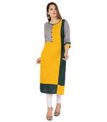 Yellow printed rayon kurti