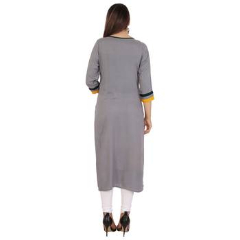 Yellow printed rayon kurti 4