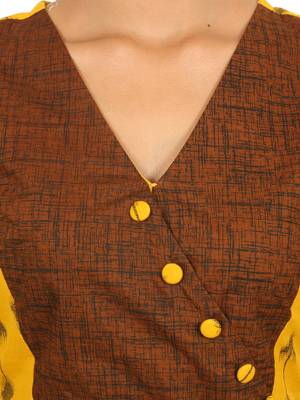 Yellow printed cotton kurti 5
