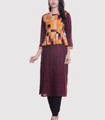 Maroon printed rayon kurti