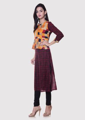 Maroon printed rayon kurti 2