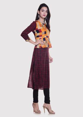 Maroon printed rayon kurti 3
