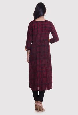 Maroon printed rayon kurti 4