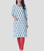 Blue printed cotton kurti