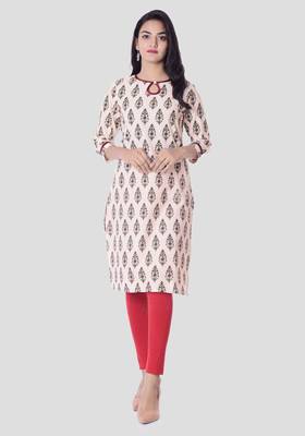 Pink printed cotton kurti 1