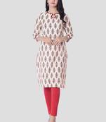 Pink printed cotton kurti