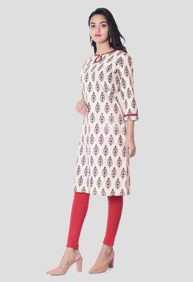 Pink printed cotton kurti 2