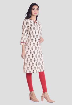Pink printed cotton kurti 3