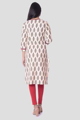 Pink printed cotton kurti 4