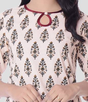 Pink printed cotton kurti 5