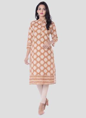 Brown printed cotton kurti 1