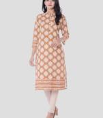 Brown printed cotton kurti