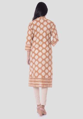 Brown printed cotton kurti 4