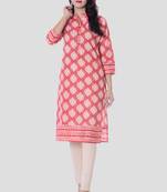 Red printed cotton kurti
