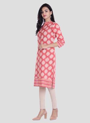 Red printed cotton kurti 2