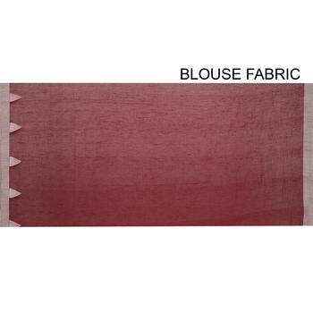 Maroon woven linen saree with blouse 2