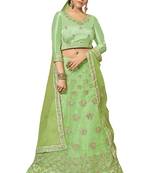 Light-Green Embroidered Organza Semi Stitched Lehenga With Duaptta