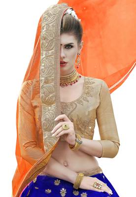 Blue Embroidered Net Semi Stitched Lehenga With Duaptta 2