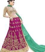 Pink Embroidered Net Semi Stitched Lehenga With Duaptta