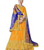 Yellow Embroidered Art Silk Semi Stitched Lehenga With Duaptta