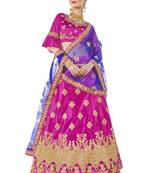Pink Embroidered Art Silk Semi Stitched Lehenga With Duaptta