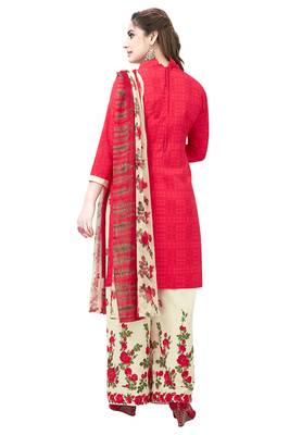 Pink Floral Print Synthetic Salwar With Dupatta 2