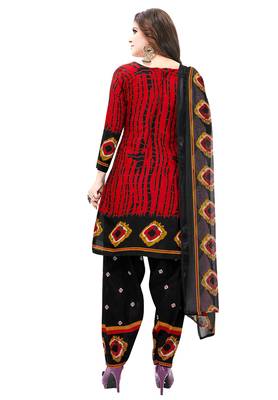 Red Self Design Synthetic Salwar With Dupatta 2