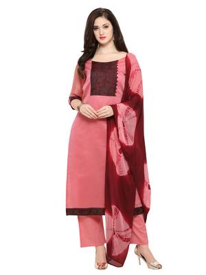 Inddus Pink Chiffon Dyed Dupatta 1