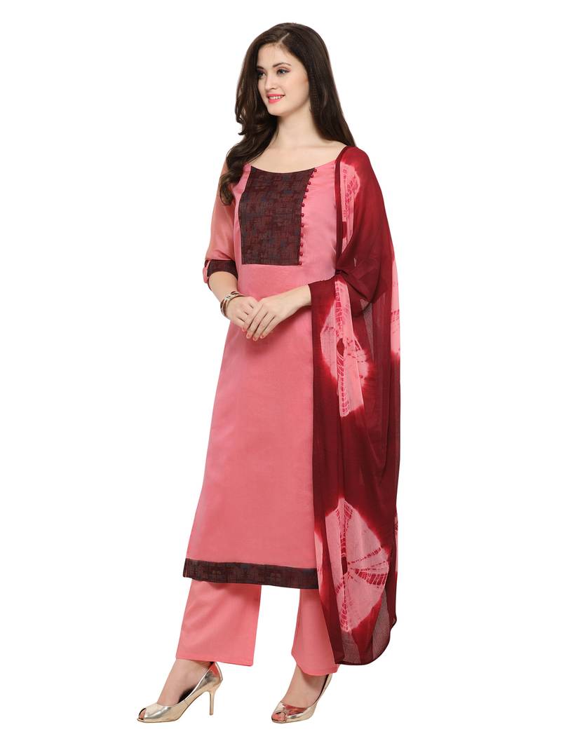 Inddus Pink Chiffon Dyed Dupatta