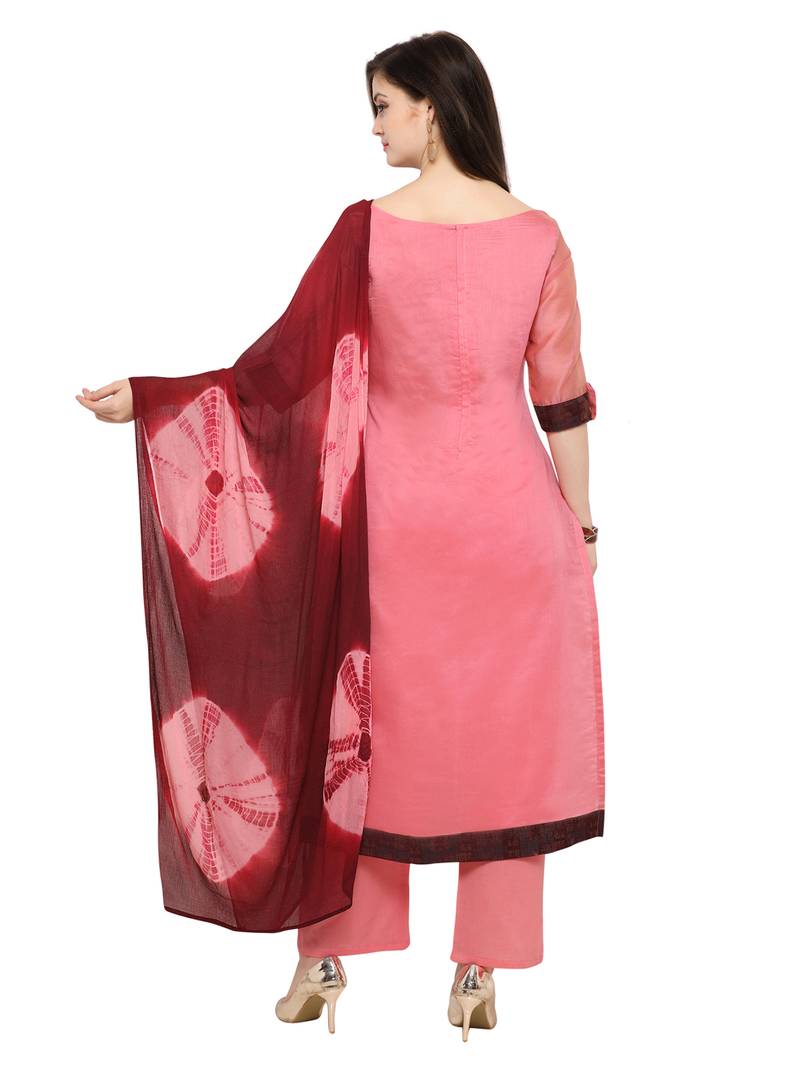 Inddus Pink Chiffon Dyed Dupatta
