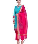 Inddus Pink Cotton Solid Dupatta