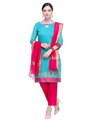 Inddus Pink Cotton Solid Dupatta 3