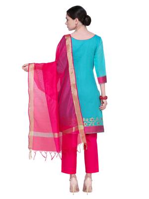 Inddus Pink Cotton Solid Dupatta 4