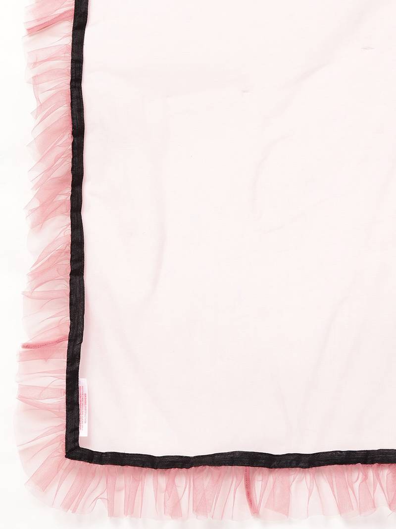 Inddus Pink Net Solid Dupatta