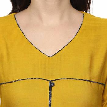 Mustard Colour Rayon Kurti With Front Slit 3