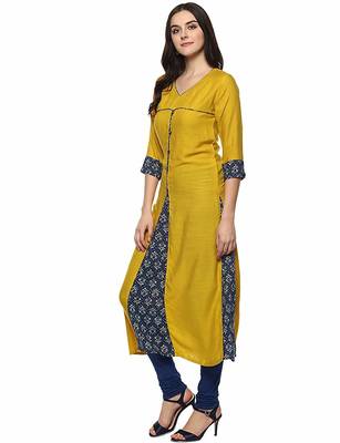 Mustard Colour Rayon Kurti With Front Slit 5