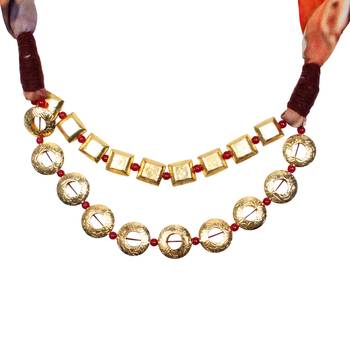 Caressa By Zenitex Georgette Digital Printed Golden Coil Print Alloy Double Chain Fashion Accessory 3