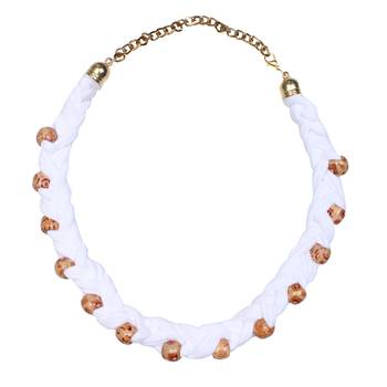 Caressa By Zenitex White Braided With Wooden Beads Fashion Accessory 2