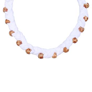Caressa By Zenitex White Braided With Wooden Beads Fashion Accessory 3