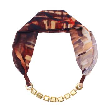 Caressa By Zenitex Brown Georgette Digital Printed Alloy Single Chain Fashion Accessory 2