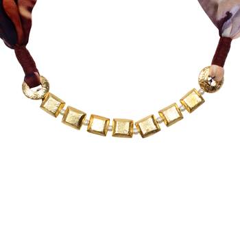 Caressa By Zenitex Brown Georgette Digital Printed Alloy Single Chain Fashion Accessory 3