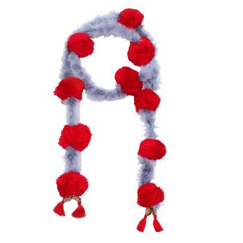 Caressa By Zenitex Grey Woollen Red Pom-Pom With Tasselled And Fur Tasselled Fantasy Wear 2