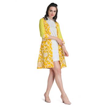 Caressa By Zenitex Yellow Brasso Net Georgette Thread Tasselled Shrug 1