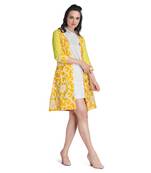 Caressa By Zenitex Yellow Brasso Net Georgette Thread Tasselled Shrug