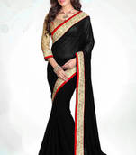 Black embroidered georgette saree with blouse