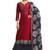 Fancy Red And Dark Blue Chanderi Cotton Palazzo Suit.