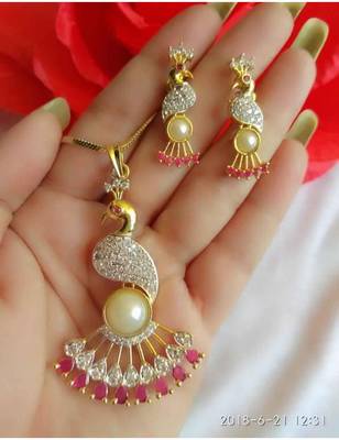 Peacock American Diamond Necklace Set 1